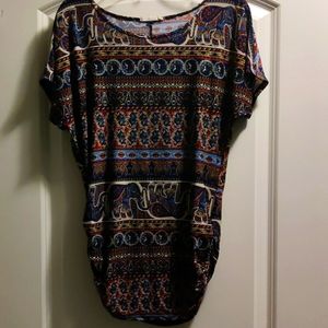 Print short sleeve blouse